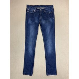 Evisu Jeans Womens 27 Blue Straight‎ Slim Fit Stretch Low Rise Custom Made Denim